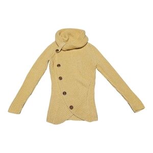 Cozy Yellow Knit Sweater with Button Detail